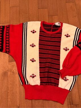 Vintage Eric Steven Beaded Bird Sweater | Batwing Dolman